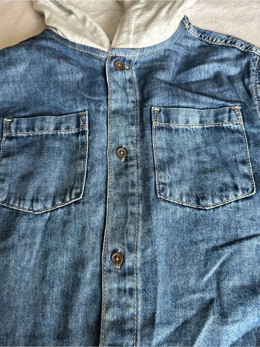 Cat & Jack Blue Denim Jacket with Cream Hood